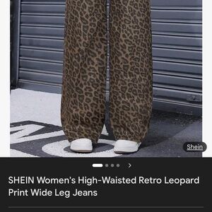SHEIN Brown Leopard Print Wide Leg  like medium size 8Trousers